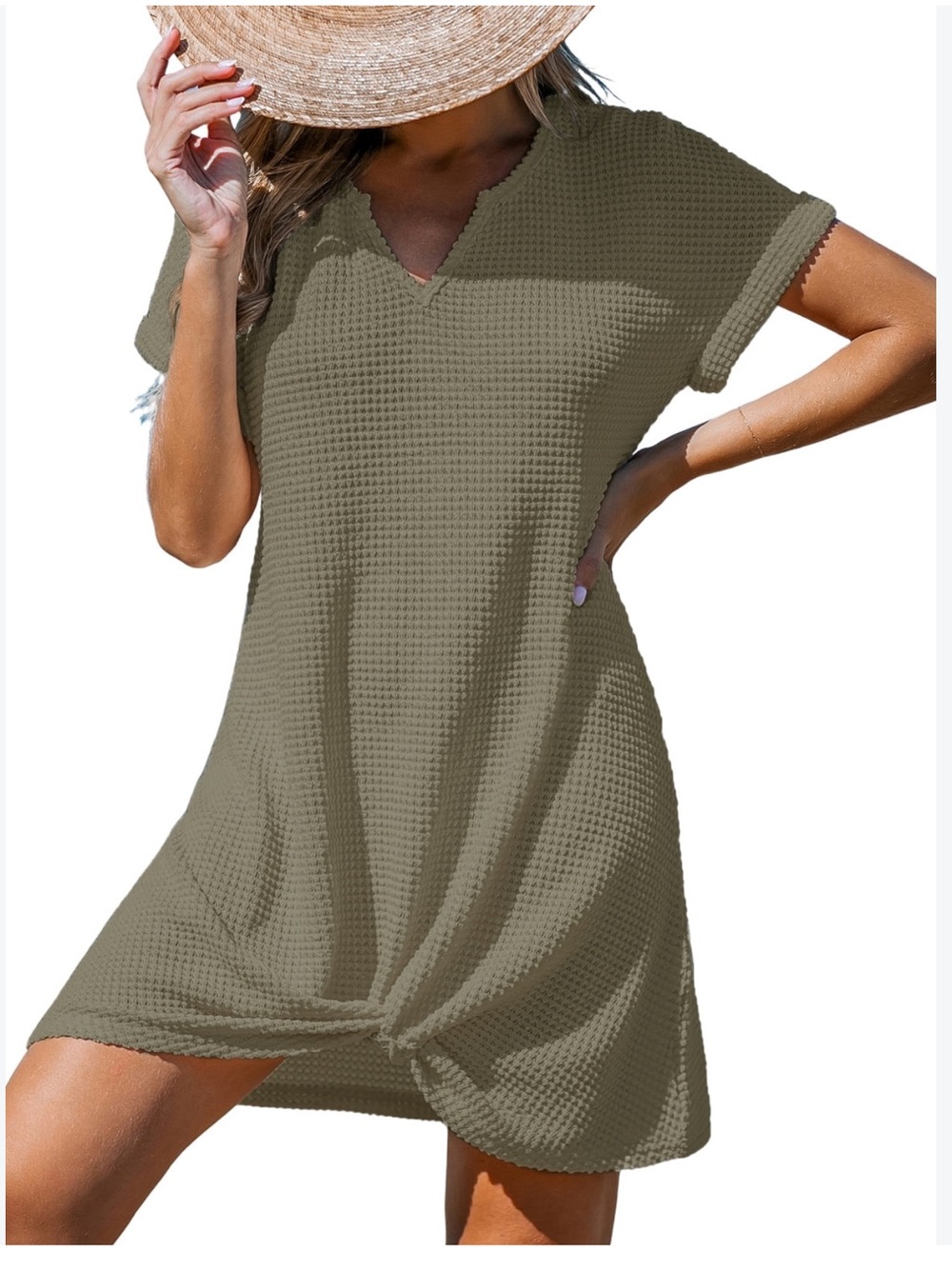 Cupshe Notched Neck Short Sleeve Cover-Up Dress